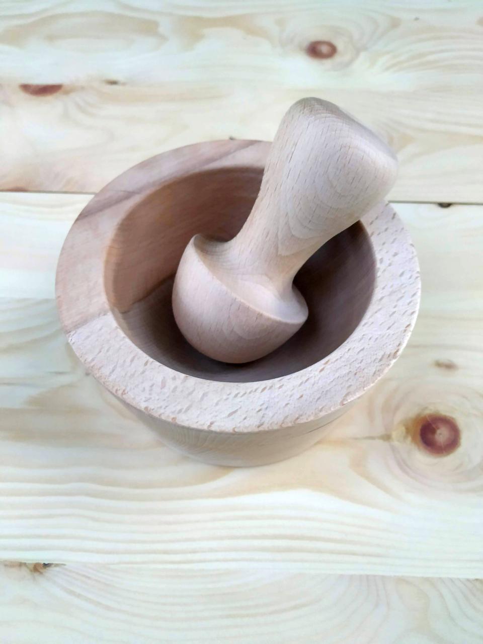 Beechwood pestle with mortar - Woodjana